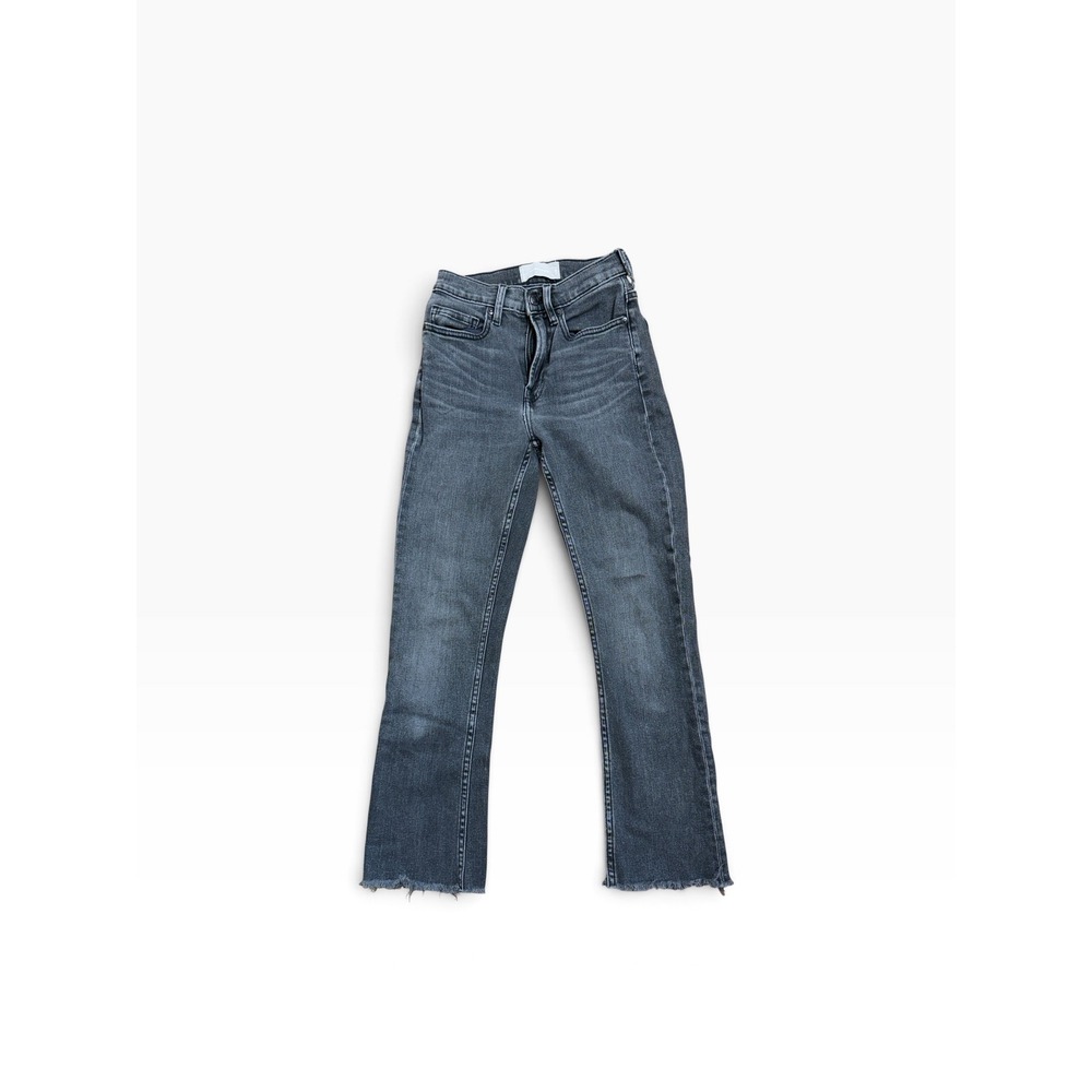 Everlane High Rise Kick Crop Jeans Washed Black Frayed Hem Size 23 Regular